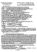 Đề kiểm tra học kỳ II môn Tiếng Anh Lớp 9 (Chương trình 7 năm) - Năm học 2016-2017 - Sở GD & ĐT Thành phố Đà Nẵng